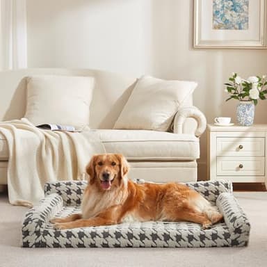 FURTIME Orthopedic Dog Beds Large Sized Dog, XL Washable Memory Foam Pet Couch Bed with Removable Washable Cover, Non-Slip Bottom with Bolster Sides, Grey - Image 8