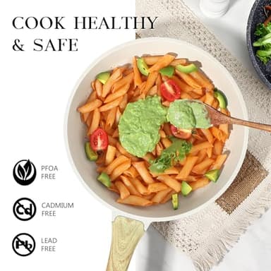 GiPP Nonstick Frying Pan Skillet - 9.5" White Granite Non Stick Fry Pans, Omelette Pan Healthy Stone Cookware Compatible with All Stovetops, PFOA Free - Image 3