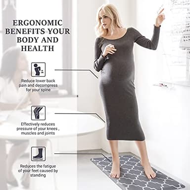 WISELIFE Kitchen Mat and Rugs Cushioned Anti-Fatigue,17.3"x 28",Non Slip Waterproof Ergonomic Comfort Mat for Kitchen, Floor Home, Office, Sink, Laundry, Grey - Image 6