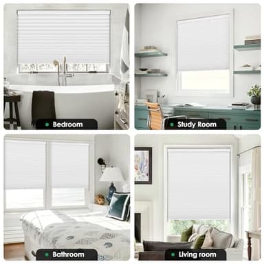 LazBlinds No Tools No Drill Cordless Cellular Shades, Blackout Light Blocking Honeycomb Shades for Home, Thermal Insulation Blinds for Windows, 41" W x 64" H, White - Image 5