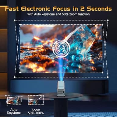 【Netflix Officially Licensed】TMY Projector with Built in Apps, 1080P Movie Projector with WiFi and Bluetooth, Electric Focus & Auto Keystone, 270° Rotatable Outdoor Projector for Phone/PC/HDMI/USB - Image 4