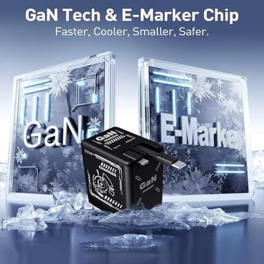 Gan Smart Charger, 2-in-1 Gan 120w Fast Charger, 2 in 1 Gan Charger, Retractable Wall, All in 1 Foldable Plug for Most Models, Fast Charging Power Adapter for Smartphone (Green) - Image 7