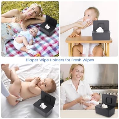 Lijroavy Baby Wipes Dispenser & Wipes Holder - Non-Slip Refillable Baby Wipes Container with Sealing Lid, Keeps Wipes Fresh, Portable Wipes Case for Travel & Home (Black) - Image 2