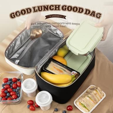 LOVEVOOK Insulated Lunch Bag for Women,Large Adult Lunch Box for Women,Leakproof Cooler Bag for Office Picnic Hiking Beach,Lunch Tote Bag with Adjustable Shoulder Strap - Image 2