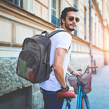 COVAX Mesh Backpack for School, Heavy Duty Mesh Bookbag, Semi-Transparent Back Pack for Beach, Swimming, Sports, Work, Travel - Image 2