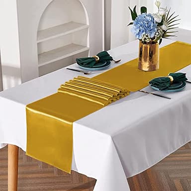 GFCC Pack of 10 Gold Satin Table Runner 12 x 108 Inches for Wedding Party Events Decoration - Image 6