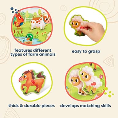 B. toys – Peek & Explore – Farm Animals – Wooden Peg Puzzle – Farm Puzzle for Toddlers, Kids – 8 Farm Animal Pieces – Cow, Horse, Sheep & More – 2+ Years - Image 4