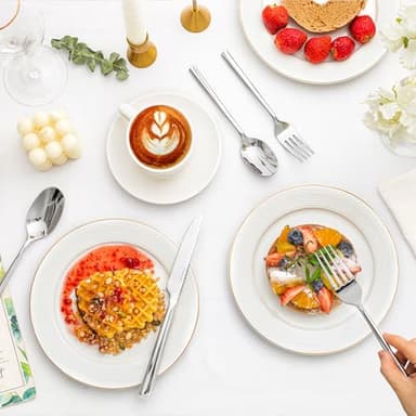 KINGSTONE Silverware Set with Serving Utensils, 65-Piece Forged Flatware Set Cutlery Set Premium Stainless Steel, Service for 12, for Kitchen, Home, Wedding, Party, Mirror Polished and Dishwasher Safe - Image 8