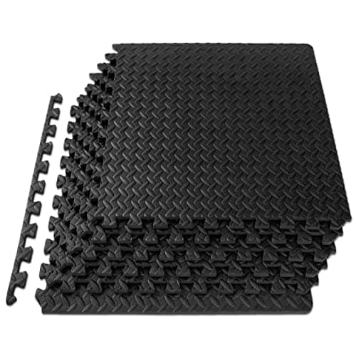 ProsourceFit Puzzle Exercise Mat ½ in, EVA Interlocking Foam Floor Tiles for Home Gym, Mat for Home Workout Equipment, Floor Padding for Kids, Black, 24 in x 24 in x ½ in, 24 Sq Ft - 6 Tiles - Image 1