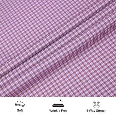 Esabel.C Mens Casual Button Down Shirts Wrinkle Free 4-Way Stretch Short Sleeve Plaid Summer Business Shirt,red,L - Image 4