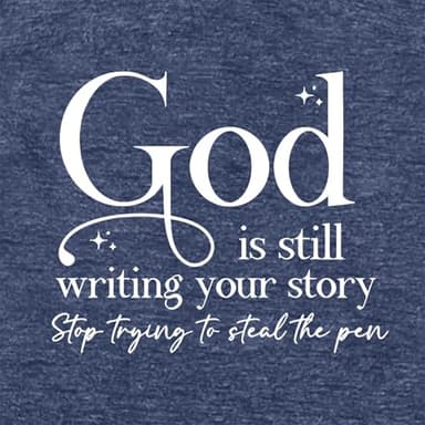 SELECTEES Women God is Still Tee Cute Graphic T Shirts Heather Navy X-Large - Image 3