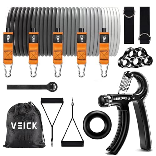 VEICK Resistance Bands, Exercise Bands for Working Out with Handles, Elastic Workout Bands for Men Women, Exercising Bands for Strength Training Equipment at Home Gym - Image 1