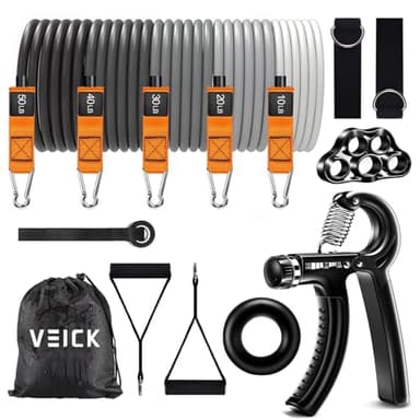 VEICK Resistance Bands, Exercise Bands for Working Out with Handles, Elastic Workout Bands for Men Women, Exercising Bands for Strength Training Equipment at Home Gym - Image 1