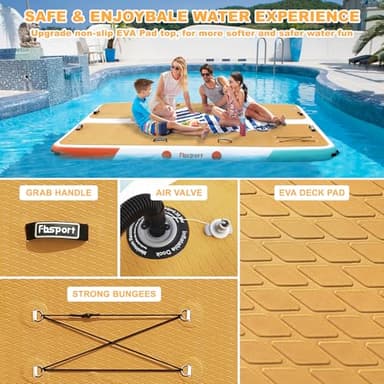 FBSPORT Inflatable Floating Dock, 10ft Inflatable Swim Platform Dock for Lake, Inflatable Water Floating Dock Mat with Non-Slip EVA Surface, Floating Island for Pool Beach Ocean 10x6.5x0.5ft,WoodGrain - Image 4