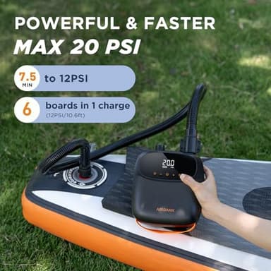 AIRBANK Paddle Board Pump Electric 20PSI The Puffer Pro, Portable SUP Pump, Dual-Stage Inflation & Auto-Off Air Pump for Stand up Paddle Boards, Kayak, Inflatables, Boats, Tent, Mattress, Kite Wings - Image 2