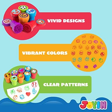 JOYIN 100 Pcs Assorted Stamps for Kids Self-Ink Stamps (50 Different Designs, Dinosaur, Zoo Safari Stampers) for Party Favor, Carnival Prizes, School, Easter Egg Stuffers, Halloween, Christmas - Image 5