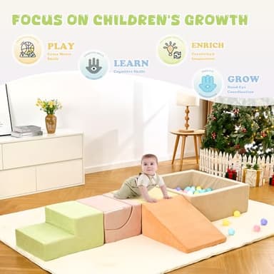 Climbing Toys for Toddlers , Toddler Climbing Toys Indoor, 5-Piece Foam Climbing Blocks with Ball Pit (Balls not Included),Soft Play Set,Toddler Climber Indoor Foam Play Gym for Climbing Crawling - Image 6