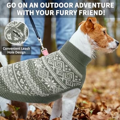 HOMIMP Dog Sweater Argyle - Warm Sweater Winter Clothes Puppy Soft Coat, Ugly Dog Sweater for Small Medium and Large Dogs, Pet Clothing Boy Girl, Grey S - Image 4
