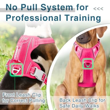 BARKBAY Dog Harness No Pull with ID Tag Pocket - Heavy Duty, Reflective, Easy Control for Large Dogs(Pink,XL) - Image 3