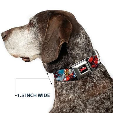 Buckle-Down Seatbelt Buckle Dog Collar - IRON MAN w/Avengers Logo Cityscape - 1" Wide - Fits 15-26" Neck - Large - Image 7