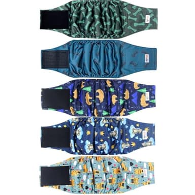 5 Pack Dog Diapers Male, Premium Belly Bands for Dogs, High Absorbing Male Dog Pee Wraps for Doggie in Incontinence or Excitable Urination and Training XS - Image 1
