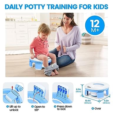 Orzbow Portable Potty Training Toilet for Boys and Girls with Storage Bag - Foldable Travel Potty Chair, Toddler Potty Seat for Indoor and Outdoor, Easy to Clean, Includes Free 40pcs Travel Bags, Blue - Image 4