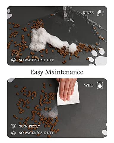 Pet Feeding Mat-Absorbent Dog Mat for Food and Water Bowl-No Stains Quick Dry Dispenser Mat-Dog Accessories Pet Supplies-Bowl for Messy Drinkers（Darkgrey,16"x24" - Image 4