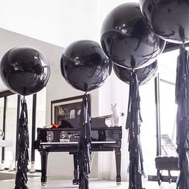 PartyWoo Black Balloons 4 pcs 36 Inch Extra Large Big Jumbo Giant Matte Black Latex Helium Balloons for Graduation Halloween New Year Anniversary Birthday Retirement Party Decorations Black-Y18 - Image 5