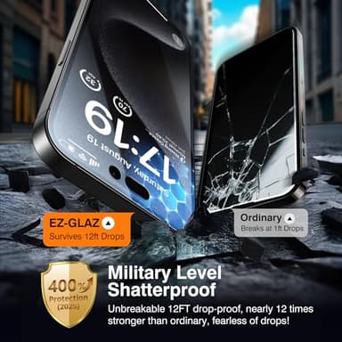 EZ-GLAZ-4 Pack iPhone 15 Pro Max Privacy Screen Protector(6.7'') With [2 Pcs Camera Lens Protector], Anti-Spy, 9H Hardness, Drop-Resistant, Case Friendly, Anti-Scratch & EZ-To-Install Tempered Glass - Image 4