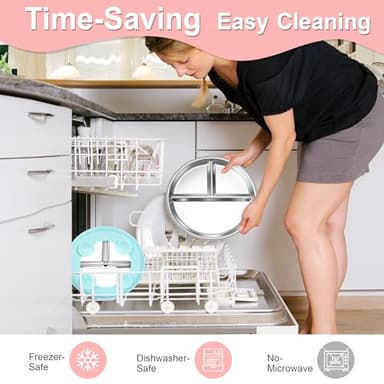 Bella's Friends Stainless Steel Baby Plates with Suction 3 Pack, 9” Divided Toddler Plates with Removable Silicone Sleeves for Mess-Free Feeding, Non-Toxic, Non-Slip, Dishwasher Safe, Gray,Green,Pink - Image 7