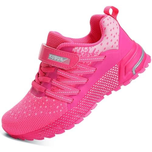 Kids Sneakers for Boys Girls Running Tennis Shoes Lightweight Breathable Sport Athletic Pink B Size US 3 Big Kid - Image 1
