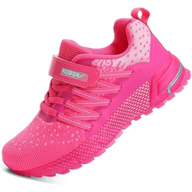 Kids Sneakers for Boys Girls Running Tennis Shoes Lightweight Breathable Sport Athletic Pink B Size US 3 Big Kid - Image 1