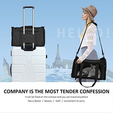 Henkelion Cat Carriers Dog Carrier Pet Carrier for Small / Medium Cats Dogs Puppies (Up To 15lbs), TSA Airline Approved Small Dog Carrier Soft Sided, Collapsible Waterproof Travel Puppy Carrier -Black - Image 6
