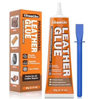 GleamGlee Leather Glue, 60ml Clear, High Strength & Flexible & Waterproof & Clear Leather Repair Glue for Jackets, Purses, Handbags, Sofa, Furniture, Car Seat, Shoes - Image 1