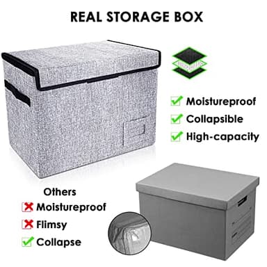 Leffis Comic Book Storage, Box 15.5" X 7.5" X 11.3", Collapsible Comic Short Box with Lids Holds 150 Comics Heavy Duty Comic Book Bin Container (1 pack, grey) - Image 2