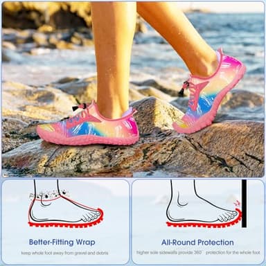 Built-in Heel Grips Water Shoes for Kids Girls Boys Hiking Shoes Wide Barefoot Swim Beach Pools Aqua Socks Slip-On Quick Dry Lightweight for Big Little Kids Toddler - Image 6