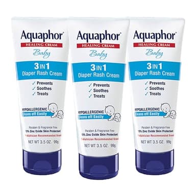 Aquaphor Baby Diaper Rash Cream, 3-in-1 Diaper Rash Relief, 3.5 Oz Tube, (Pack of 3) - Image 1