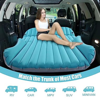 KMZ SUV Air Mattress Double-Sided Car Mattress Camping Bed Inflatable Bed with Electric Pump for SUV Trunk and Rear Seat - Gray and Blue (Without Pillows) - Image 3