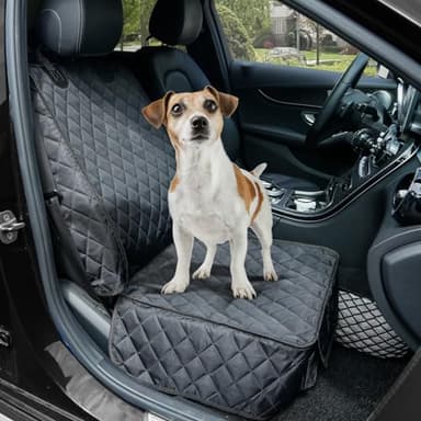 PETICON Front Seat Cover 2 Pack, Full Protection Dog Car Seat Cover with Side Flaps, Nonslip Scratchproof Captain Chair Seat Cover Fits for Cars, Trucks, SUVs, Jeep, Black - Image 4