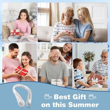 SMSELER Portable Bladeless Neck Cooling Fan: 6000mAh Rechargeable, 3-Speed Wearable Personal Air Conditioner, Hands-Free Quiet Cooling,Birthday Gifts for Men Women Dad Mom (White) - Image 7