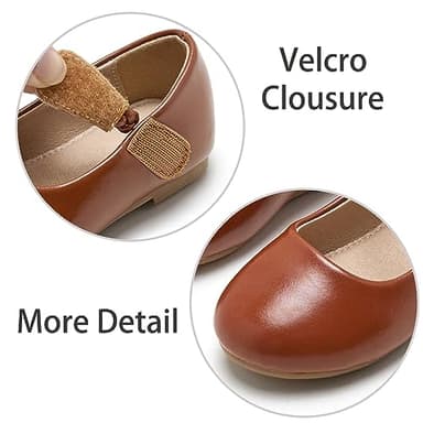 ESTINE Mary Jane Flats for Little Kids Toddler Baby Girls Glittery Dress Princess Ballet Shoes(309-Brown,5M) - Image 6