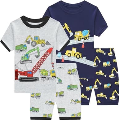 Little Hand Construction Truck Boys 4 Pieces Pajamas Sets Cotton Pjs Children Sleepwear Bulldozer Toddler Jammies 4t - Image 1