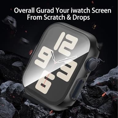 [6 Pack] Case for Apple Watch 44mm SE 3/SE 2nd Gen Series 6 5 4 SE Screen Protector, HAANILKYI Ultra-Thin Tempered Glass, Full Coverage Scratch-Resistant Hard Face Cover for iWatch 44 mm - Image 2