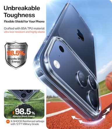 TORRAS for iPhone 17 Pro Case Crystal Clear, Ultra-Thin, 2025 Upgraded Non-Yellowing, Military-Grade Protection, Transparent Slim Case for iPhone 17 Pro Phone Case, Soft, Anti-Scratch, Clear - Image 4