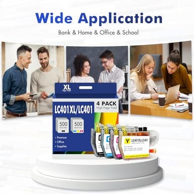 LC401XL LC401 MFC-J1010DW Ink Cartridges for Brother Printer 401XL LC 401 for MFC-J1010DW MFC-J1170DW MFC-J1012DW MFC-J1800DW MFC J1010DW - 4 Pack High Yields Black Cyan Magenta Yellow - Image 8