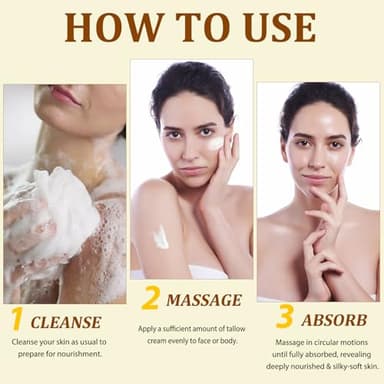 ELBBUB Whipped Tallow Cream for Face & Body - 100% Grass-Fed Beef Tallow, Natural Honey & Beeswax Moisturizer, Deep Hydration & Nourishment, Oil-Free & Unscented, Fast Absorbing - Image 6