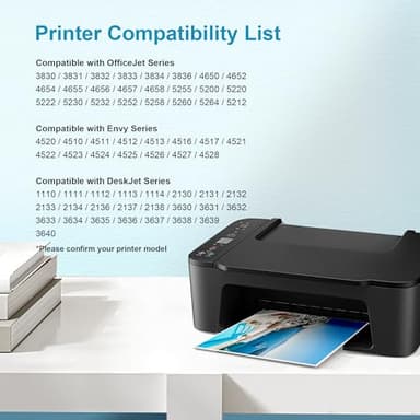 63XL Ink Cartridges Black and Color Replacement for HP Ink 63 for HP 63XL Ink Cartridge Combo Pack Work for HP OfficeJet 3830 4650 5255 5258 5200; Envy 4520 4512 4510; DeskJet 1112 2130 3630 (2 Pack) - Image 2