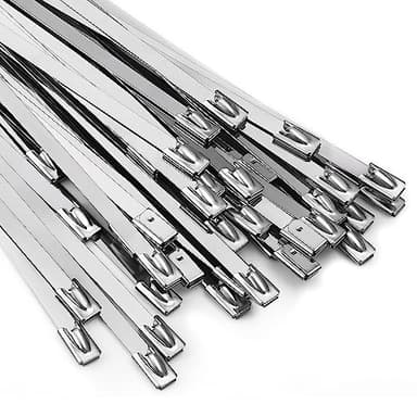 Metal Zip Ties 11.8 inch 100pcs 304Stainless steel Heavy duty Multi-purpose Self-locking Cable Ties Suitable for in machinery, vehicles, farms, pipes, roofs,cables, as well as Outdoor binding - Image 1