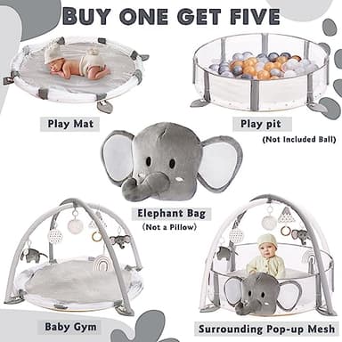 5-in-1 XL Large Baby Gym & Ball Pit, Play Mat & Play Gym, Combination Baby Activity Gym with Milestone Cards for Sensory Exploration and Motor Skill Development, Balls are not Included - Image 3