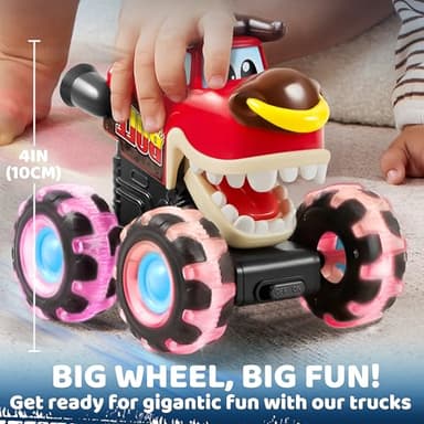 JOYIN 3 Pack Monster Truck Toy - Motion Activated Light-Up Cars for Toddlers - Monster Treads Lightning Wheels - Baby Toy Trucks - Press & Go Cars for Kids Boys Birthday Gifts for Christmas - Image 5
